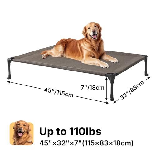 Outdoor Elevated Dog Bed Large Sized Dogs (45.0"L x 33.0"W x 7.0"Th / Brown)