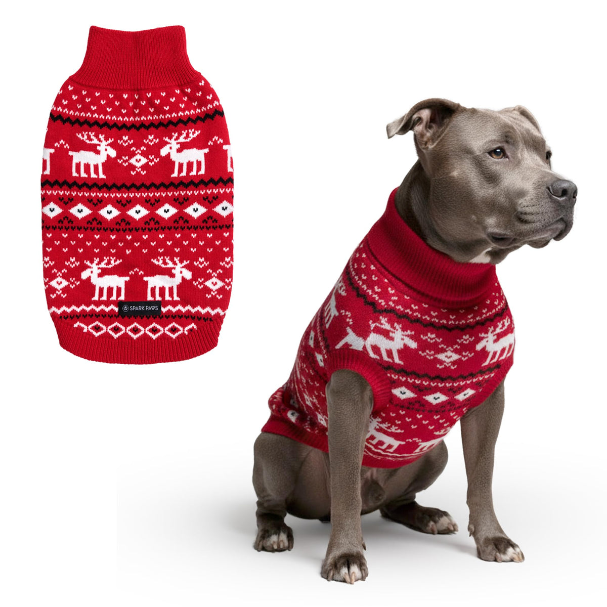 Christmas Knit Dog Sweater (Dasher Red / 3XL)