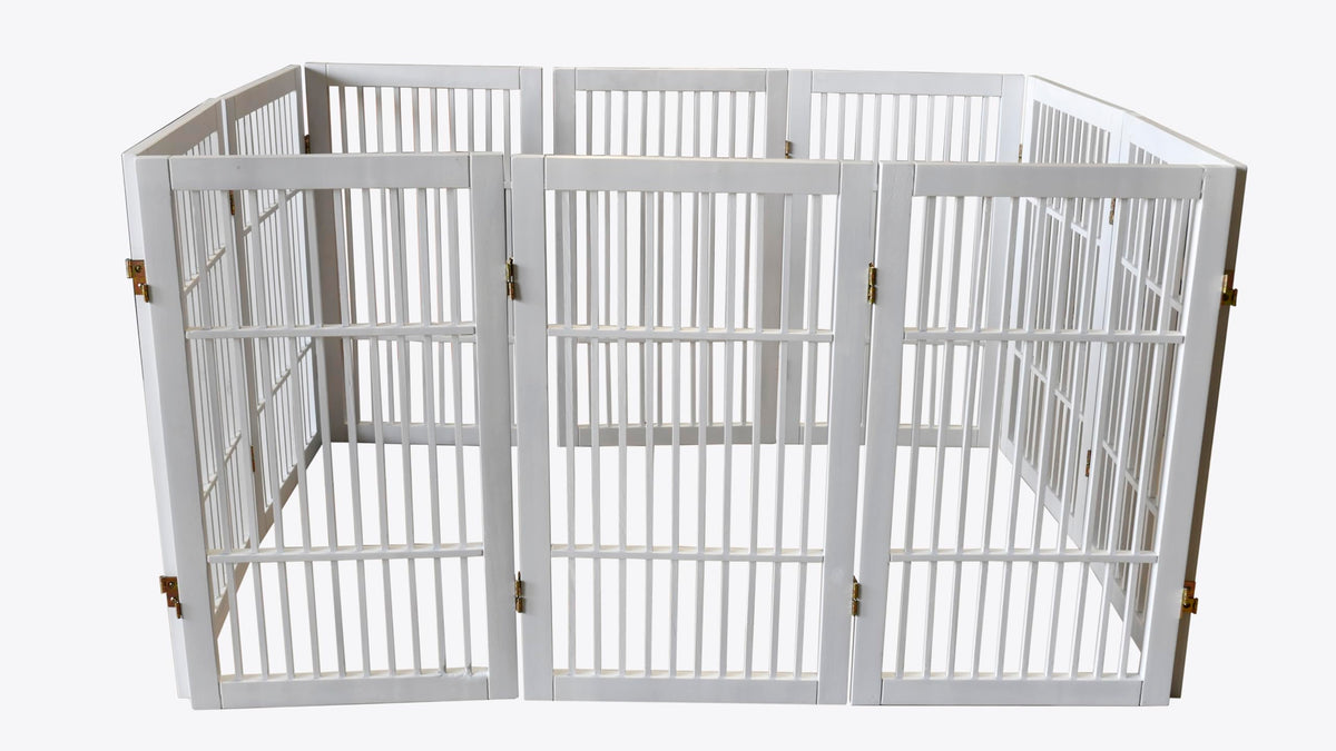 Pet Dog Gate Freestanding (10 Panel 30" Tall / White Pet Gate)