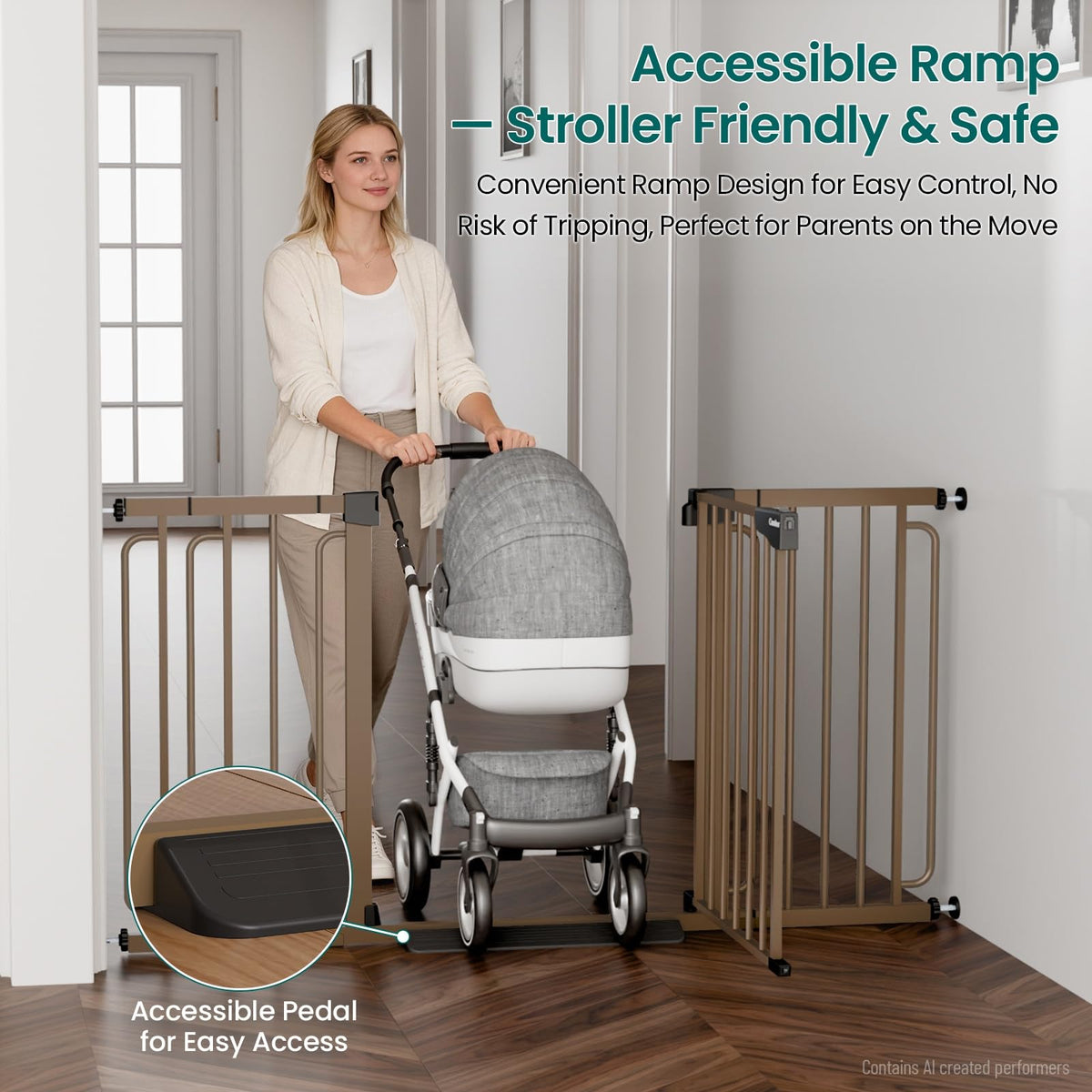 30.4 56.8" Extra Wide Baby Gate (Brown / 30.4"-56.8" W x 30.5" H)