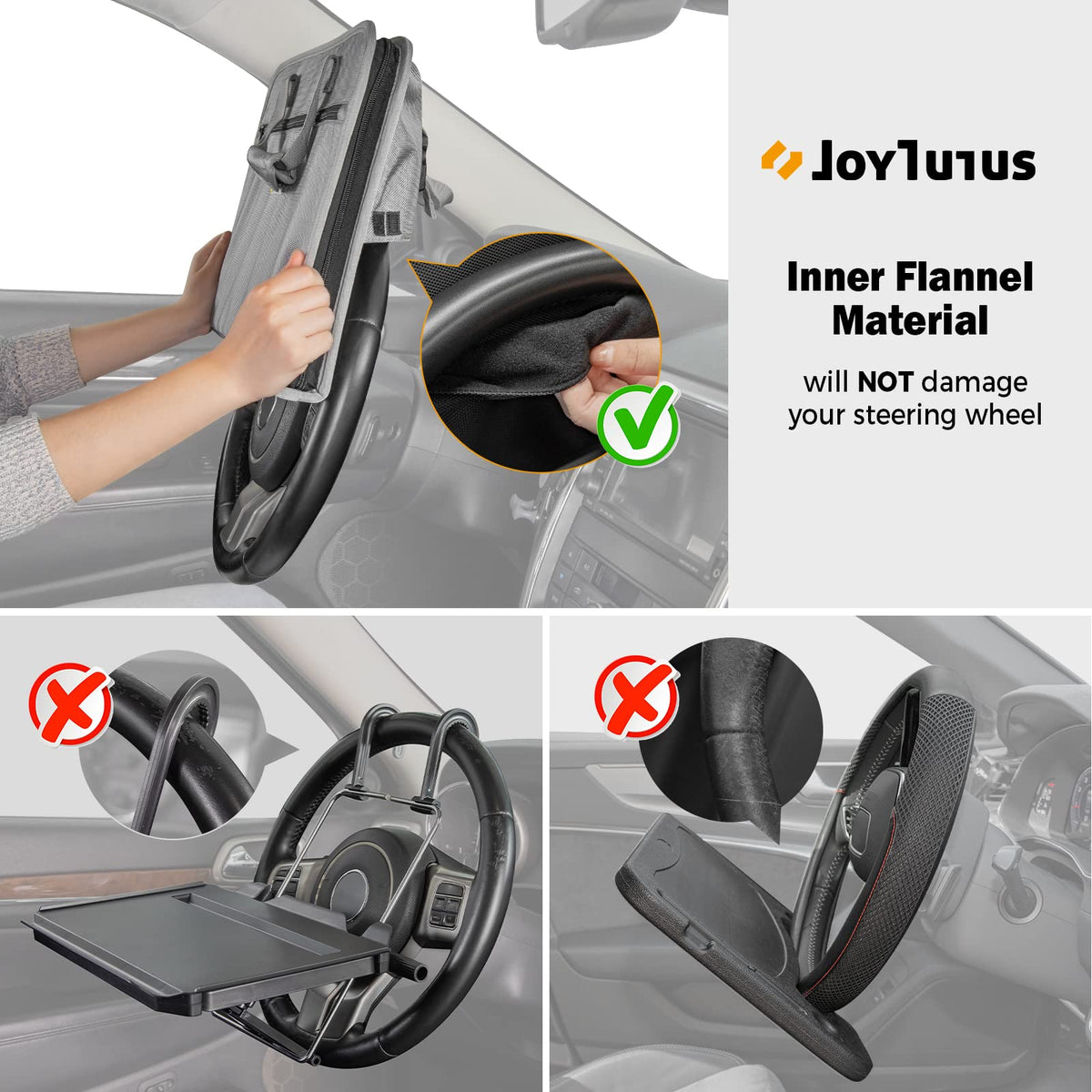 3 in 1 Steering Wheel Eating Tray (Gray / Large)