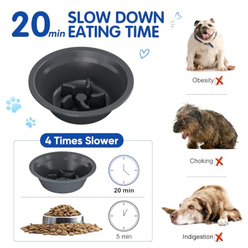 Elevated Dog Bowls Large Breed Raised Dogs Bowl Stand Large (D-Grey)