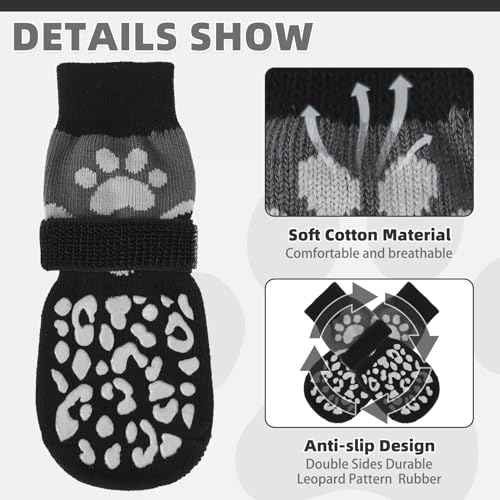 Dog Socks Shoes for Hot Pavement (X‑Large(4 Pack) / Grey+Black)