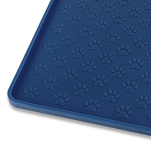 Silicone Pet Placemat for Dog and Cat (24.5"L x 16.5"W / Navy Blue)