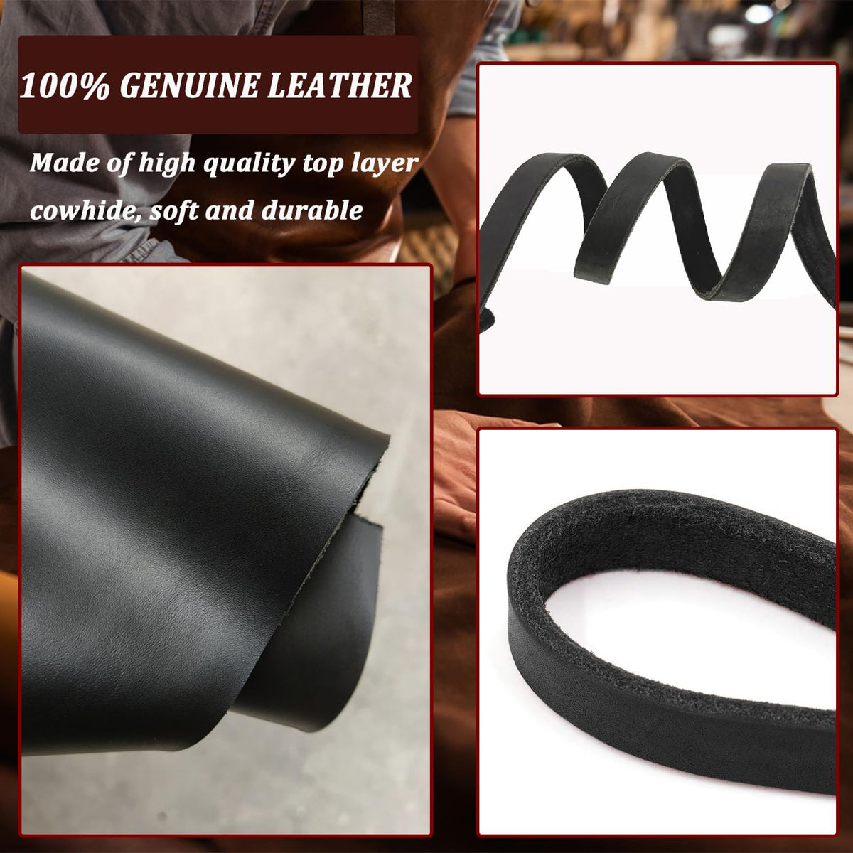 Black Leather Dog Leash 8ft (8 ft x 3/4 inch / Black)