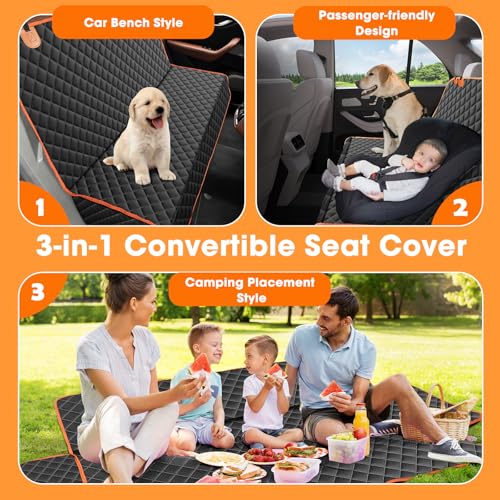 Dog Car Seat Cover for Back Seat (Black / 61"W x 55"L)