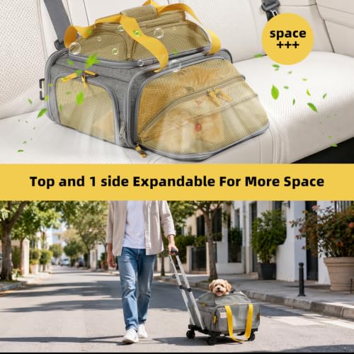 17x13x8 TSA Airline Approved Expandable pet Carrier with Wheels