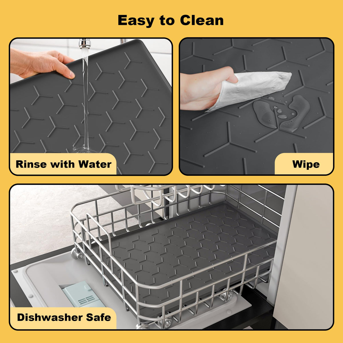 Silicone Dog Cat Food Bowl Mat (M-24''X16'' / Dark Gray)