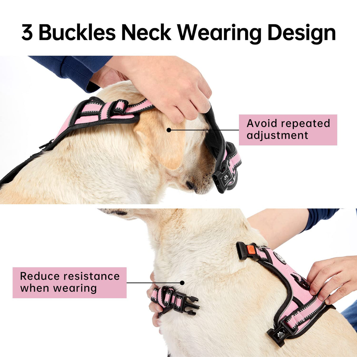 No Pull Dog Harness for Large Dogs (Pink / Large)