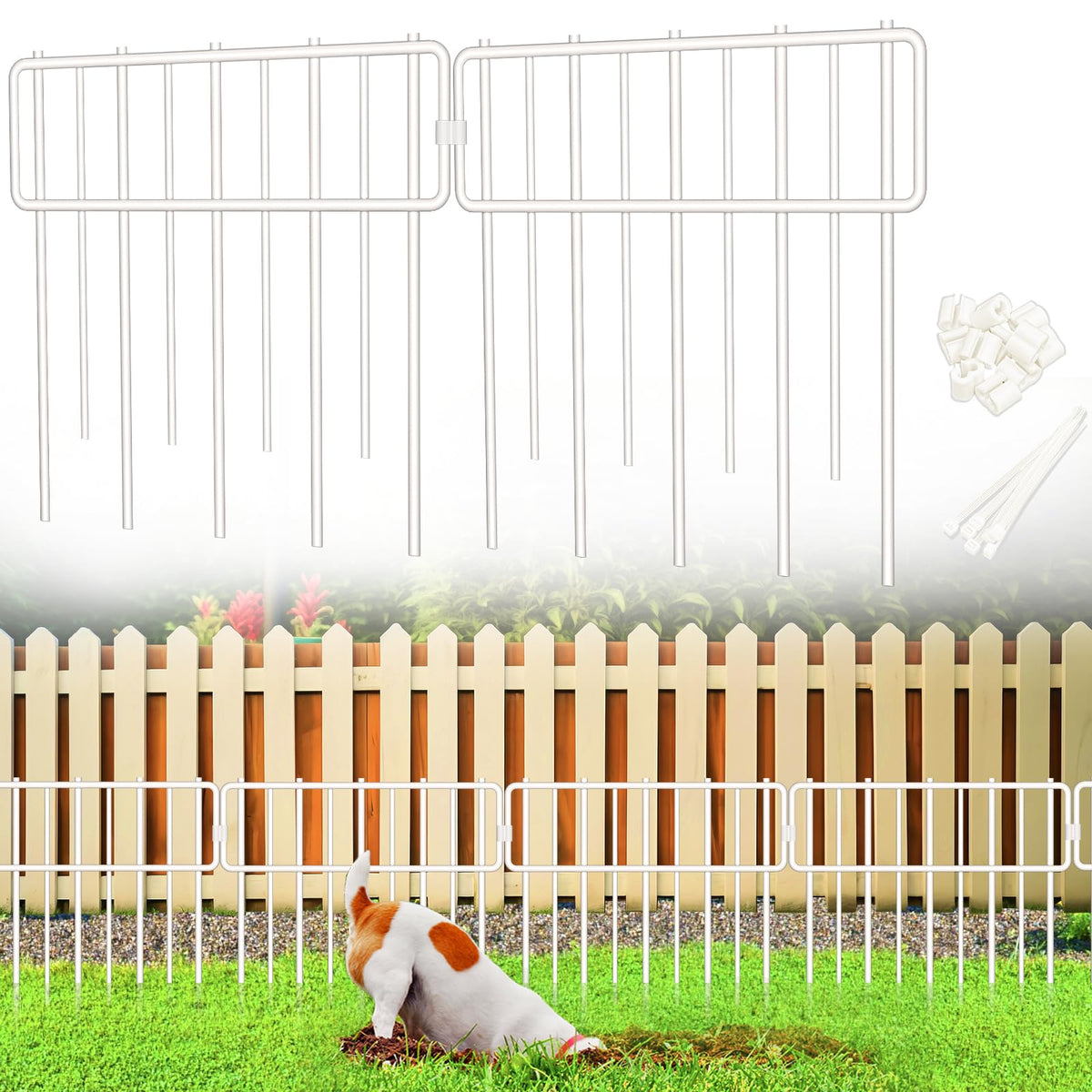 Animal Barrier Fence (White / 30 Panel, 32.3Ft)