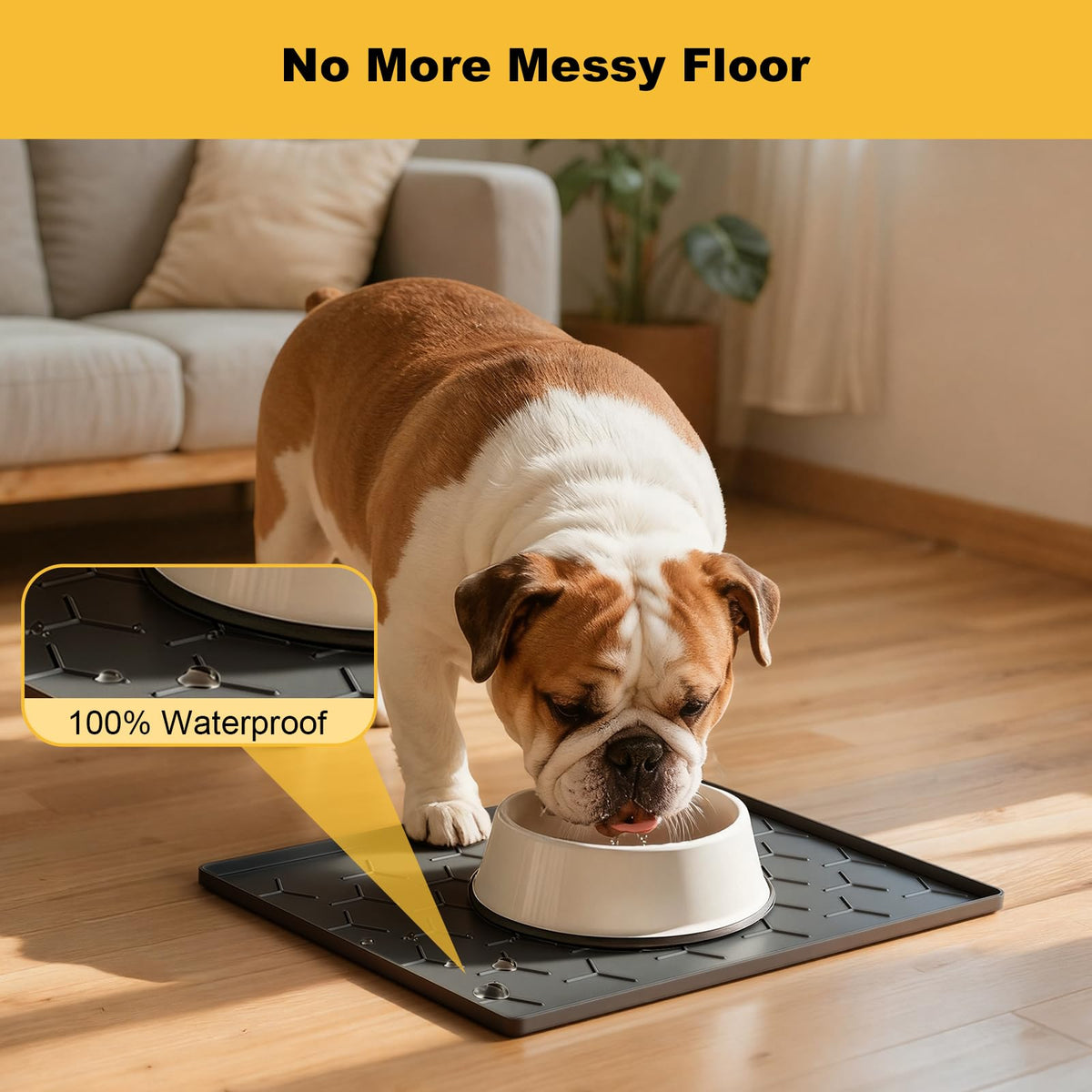 Silicone Dog Cat Food Bowl Mat (S-16''X12'' / Dark Gray)