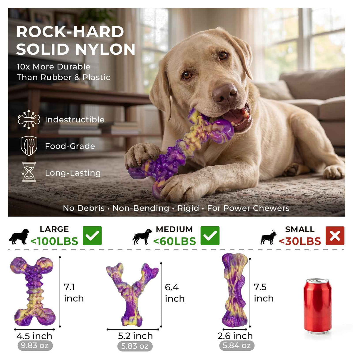3 Pack Chicken Flavored Tough Dog Chew Toys for Aggressive Chewers