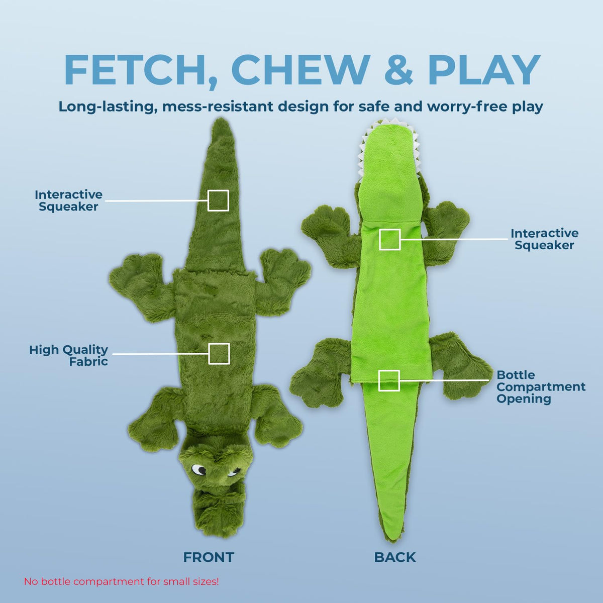 2-in-1 Stuffless Squeaky Dog Toy - 4 Figures, Small (Wild Duck, Hare, Squirrel & Alligator / Small)