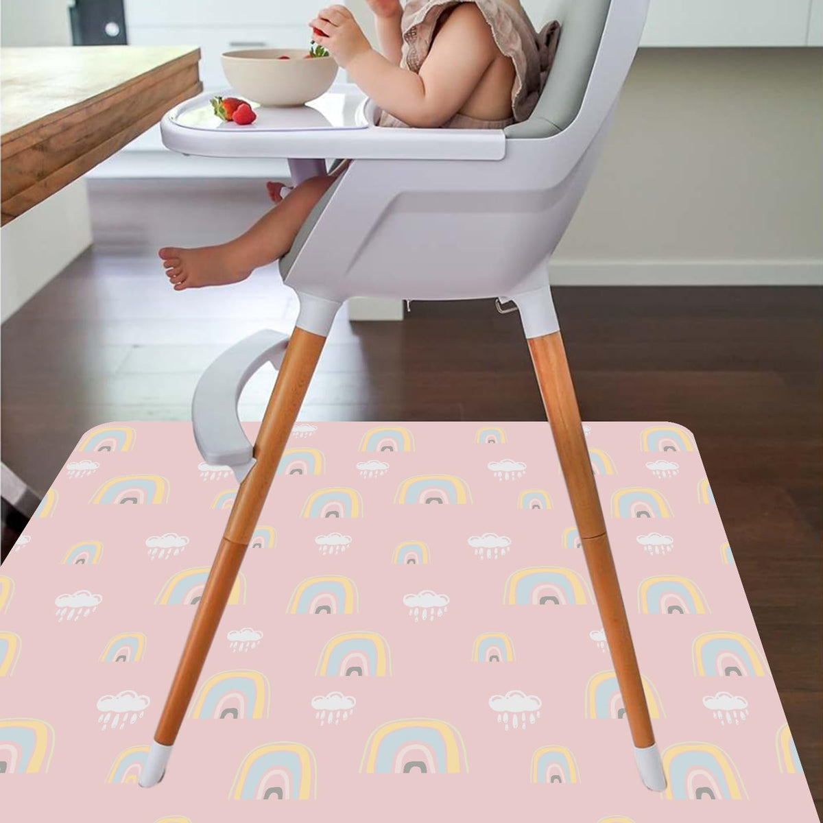 Splat Mat for Under High Chair (Rainbow Pink)