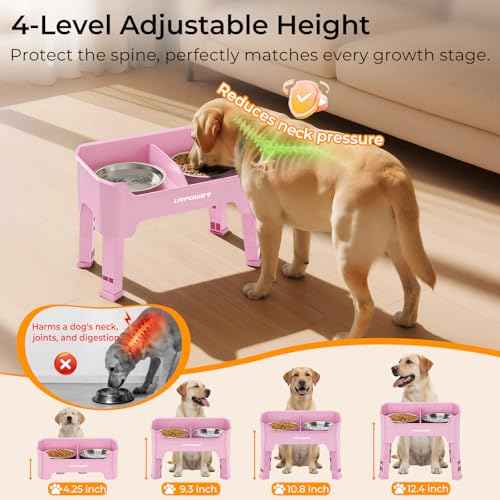 Mess Proof Elevated Dog Bowls (Pink / Medium)