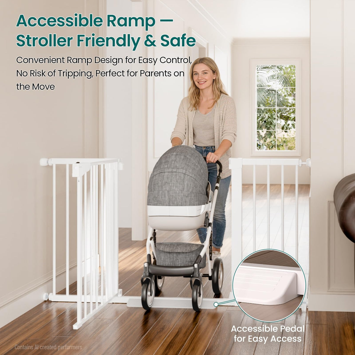 30 54" Extra Wide Baby Gate for Stairs (White / 30"-54" W x 30.5" H)