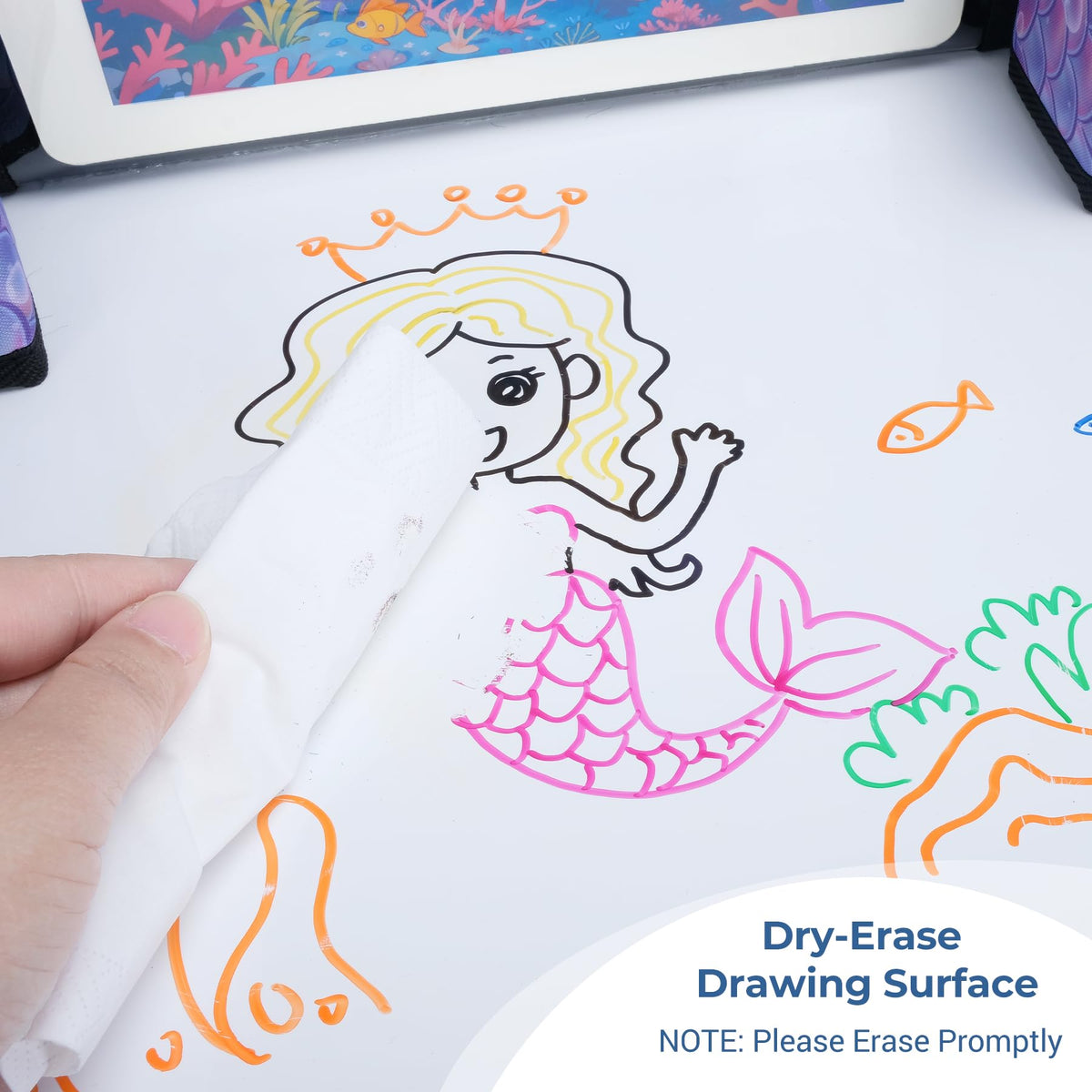 Kids Travel Tray for Toddler Car Seat (Mermaid)