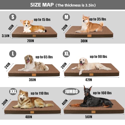 Orthopedic Medium Dog Bed Washable Pet Sofa Mat 30''X20''Brown (30"L x 20"W x 3.5"Th / Brown)