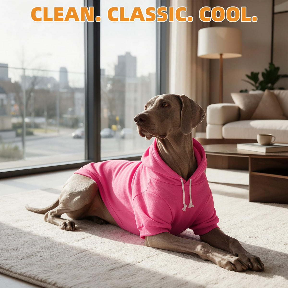 Dog Hoodie for Large Medium Small Dogs (Deep Pink / Large)