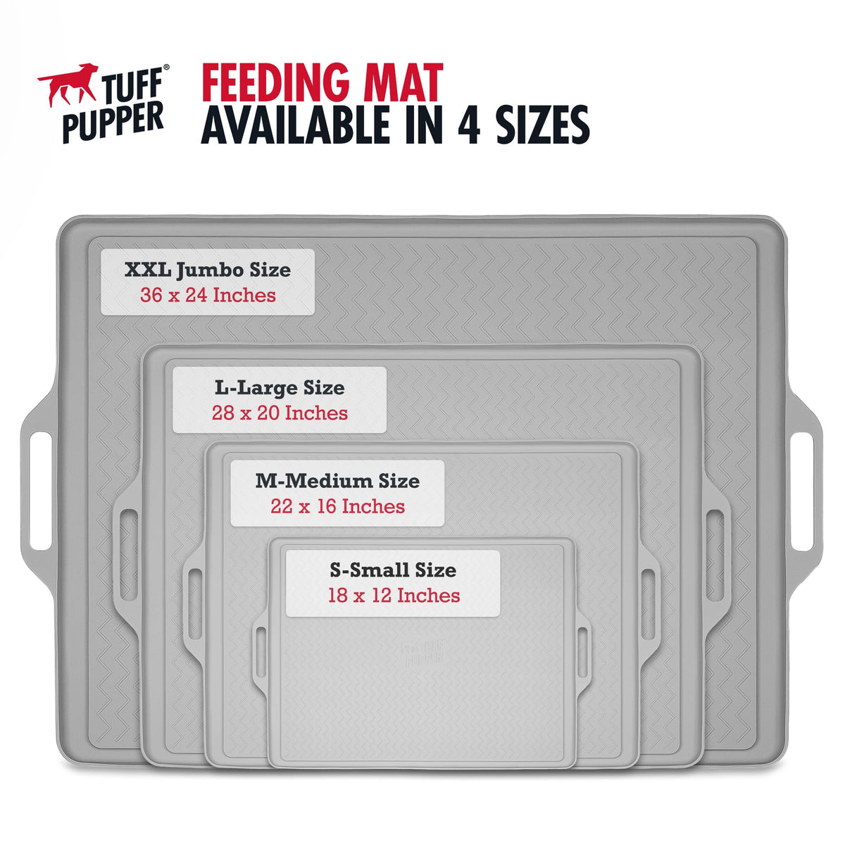 36x24 XXL Dog Feeding Mat for Food and Water (Gray / XX-Large - 36" x 24")