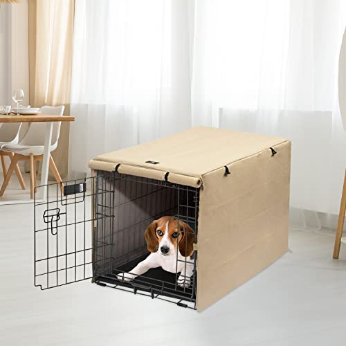 Dog Crate Cover Waterproof Kennel Cover (36.6"L x 23.0"W x 24.8"H / Beige)