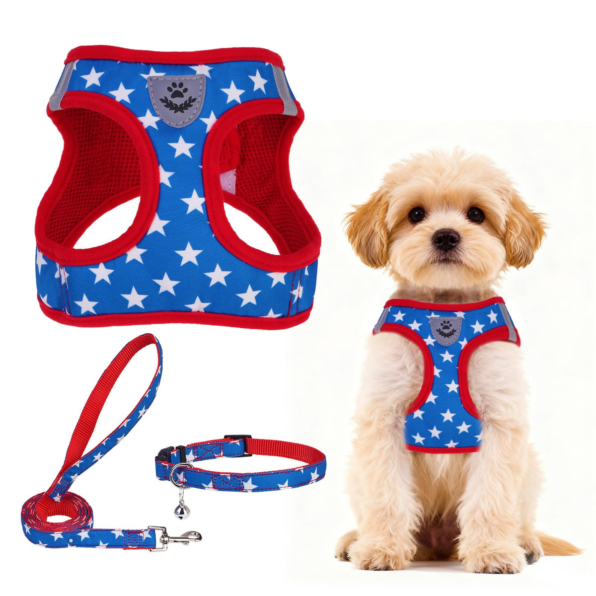 Dog Harness Collar and Leash Set No Pull for Small Medium Sized (Deep Blue / S (CHEST 14.5"-16"))