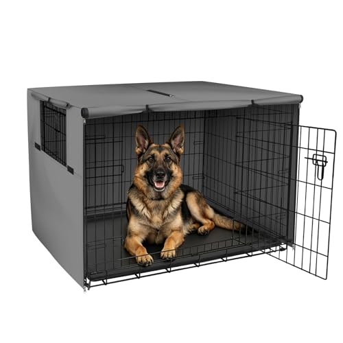 Dog Crate Cover (Grey Cover / 48.0"L x 30.0"W x 33.0"H)