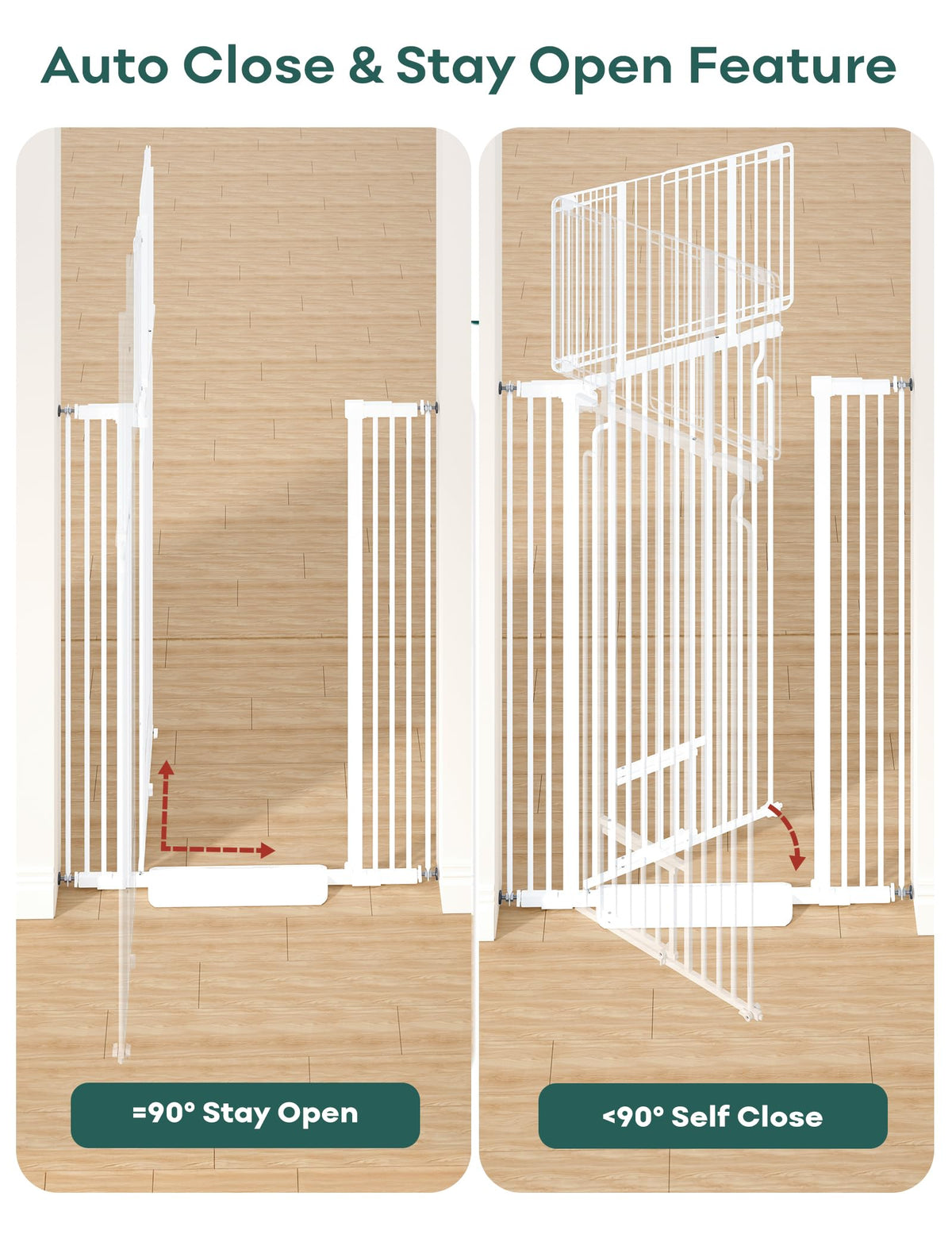 71in Extra Tall Pet Gate with Small Cat Door (White / 71" Tall, 29.5-40.6" Wide)