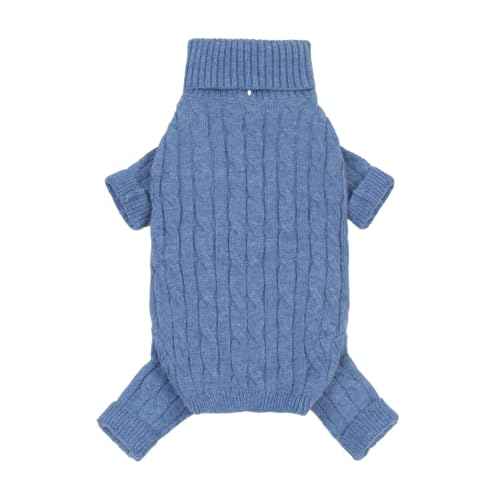 Chunky Knit Dog Turtleneck Sweater (Small / Sky Blue)