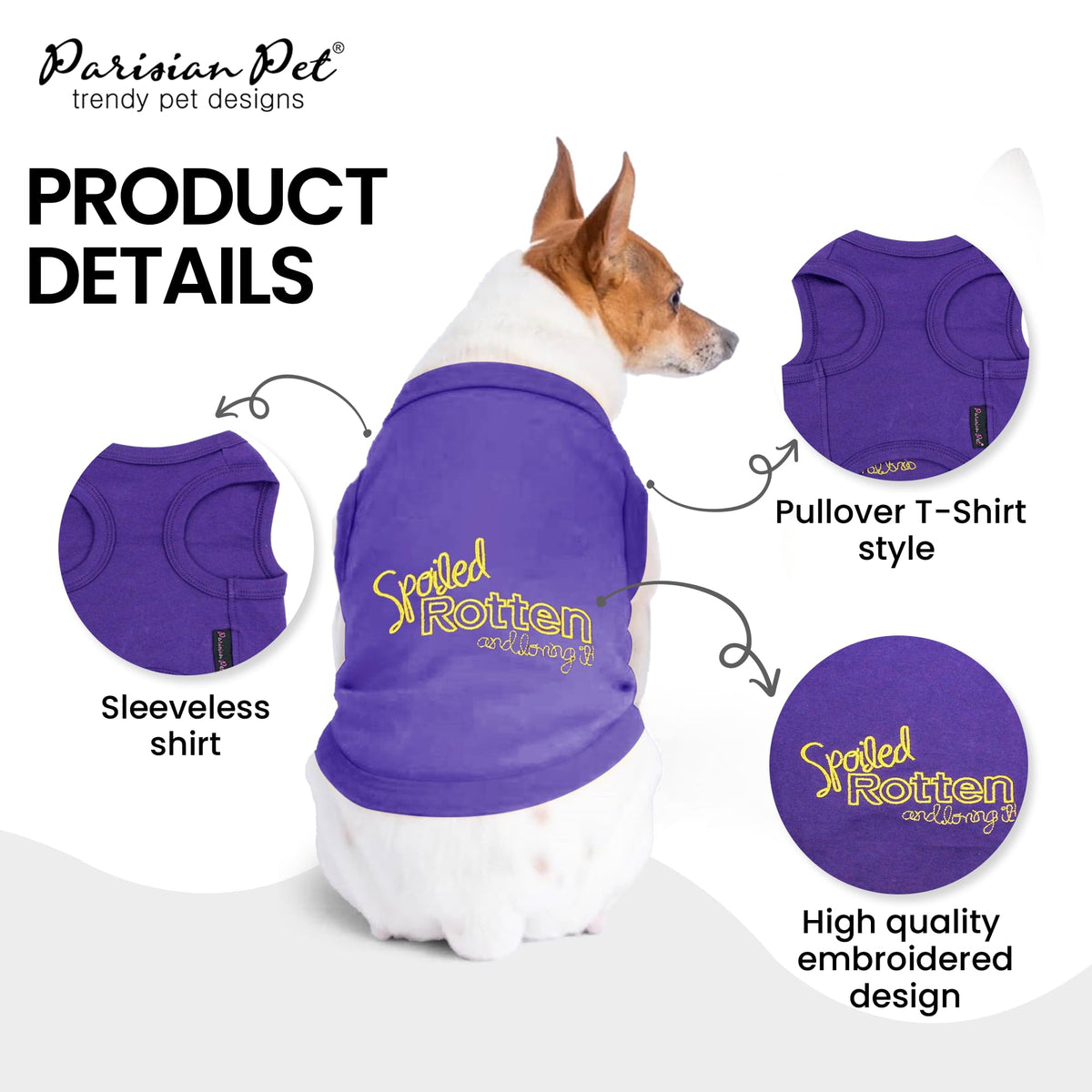 Dog Shirt 100% Cotton Shirts for Small Dogs (Extra Extra Small / Spoiled Rotten)