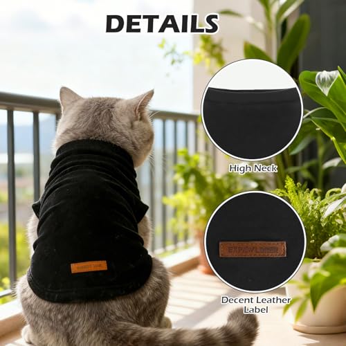 Cat Sweater Warm Fleece Pet Clothes for Cats Only (Solid Black / Small)