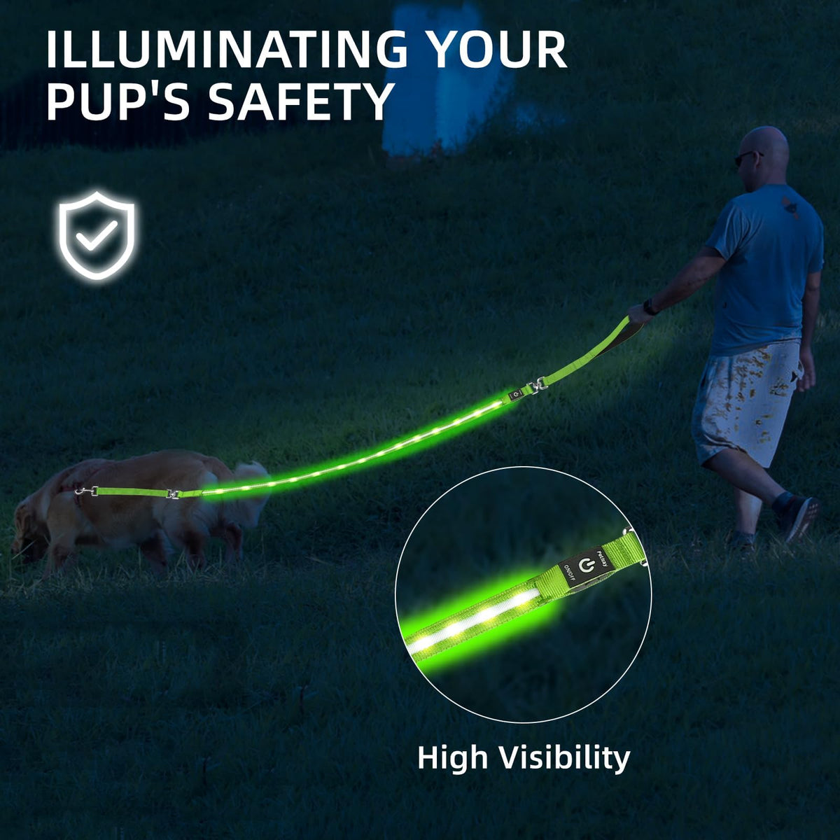 Light up Dog Leash for Night Walking (6 FT / Pink)