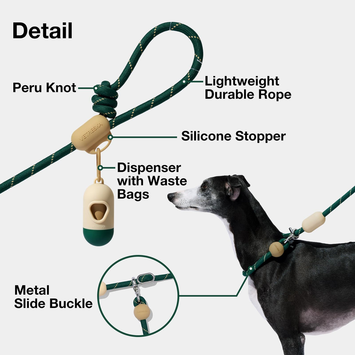 Hands Free Dog Leash (Santal Forest Green)