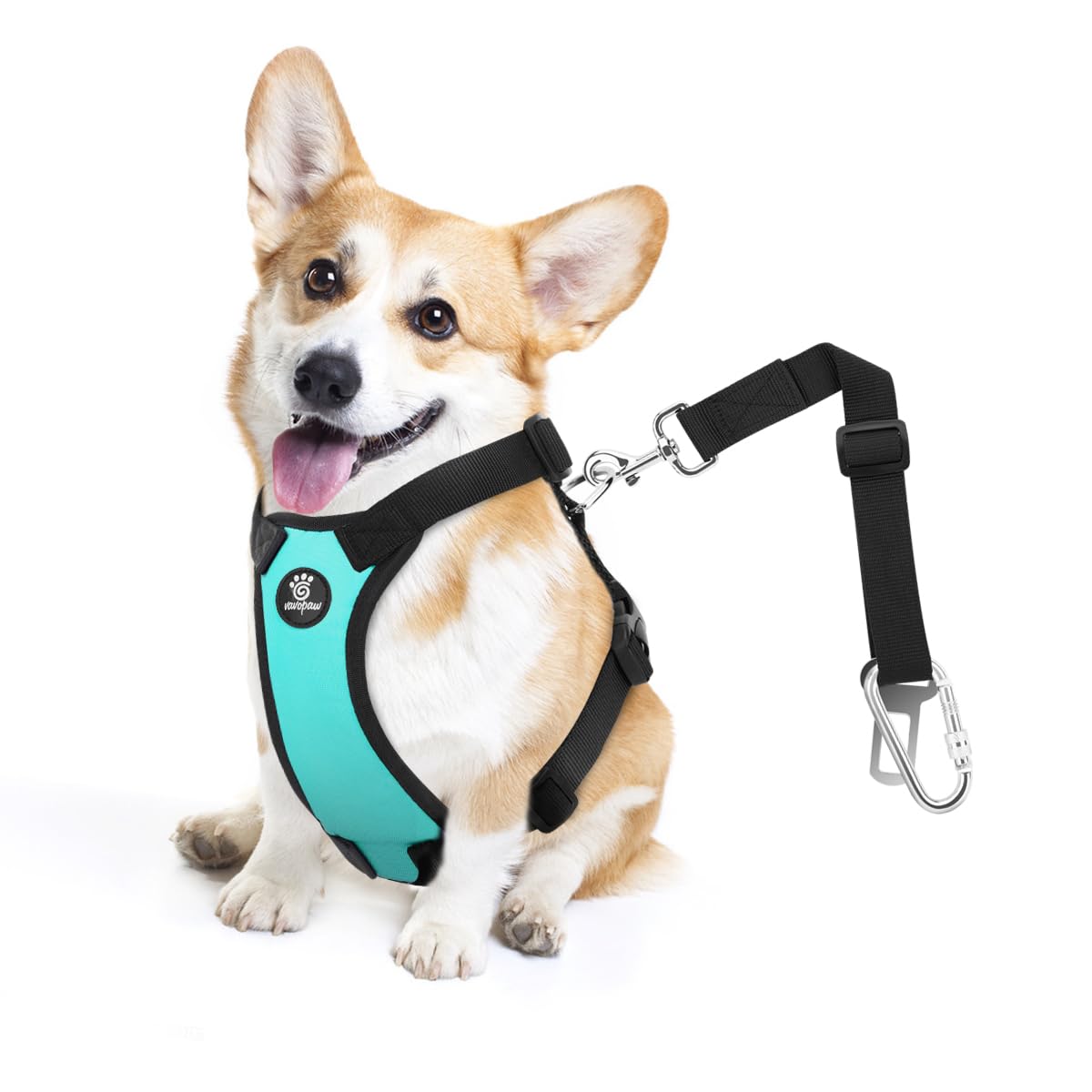 Dog Seat Belt Vest Harness for Car (Blue / M (Chest: 19.7-26.4", Neck: 12.6-20.5"))