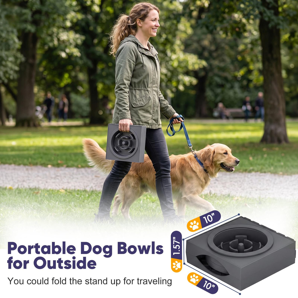 Elevated Dog Bowls Large Breed Raised Dogs Bowl Stand Large (D-Grey)