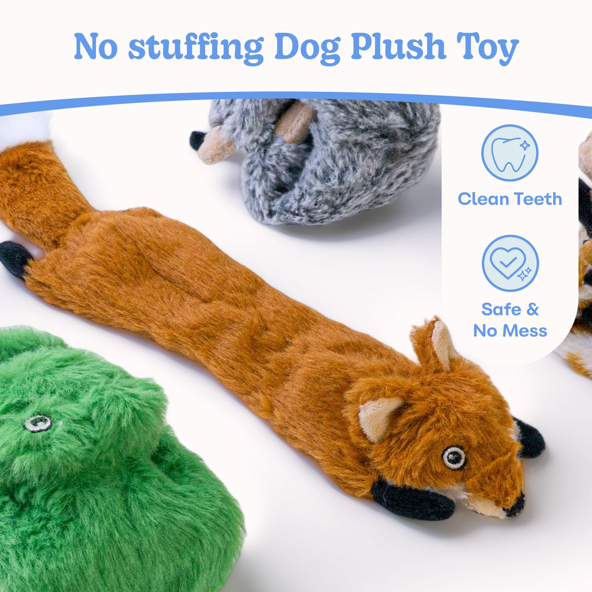 Dog Squeaky Toys No Stuffing 5 Pack (Small / Fur Plush-5 Pack)