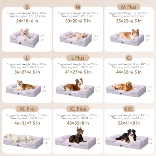 Orthopedic XXL Dog Bed (Lilac / 46.0"l X 35.0"w X 7.5"th)