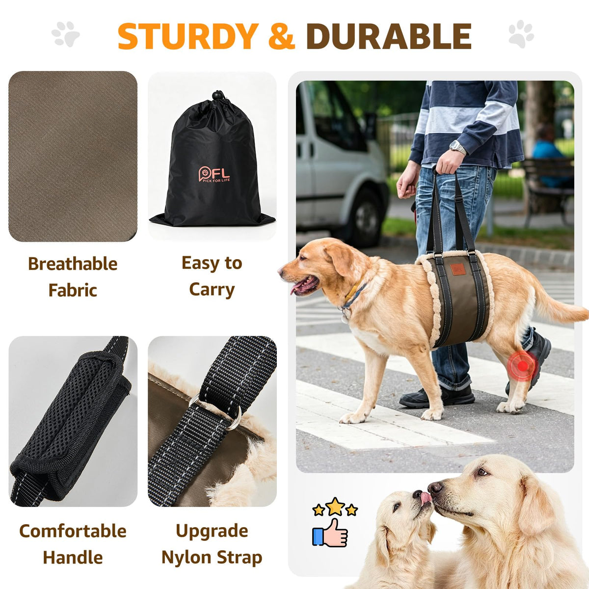 Adjustable Dog Sling for Extra Large Dogs Mobility Aid for Weak Rear Legs (Olive Drab / X-Large)