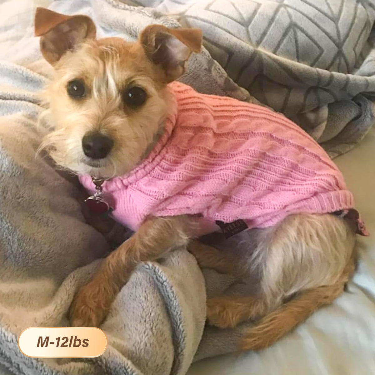 Dog Sweater for Small Dogs Turtleneck Thick Knit Pullover (Medium (7-13lbs) / 5# Pink)