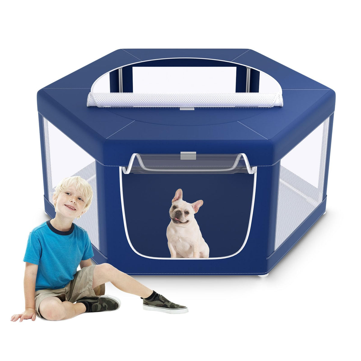 45x45 Inches Hexagonal Type Puppy Playpen (Blue / 45x45 IN Hexagonal)
