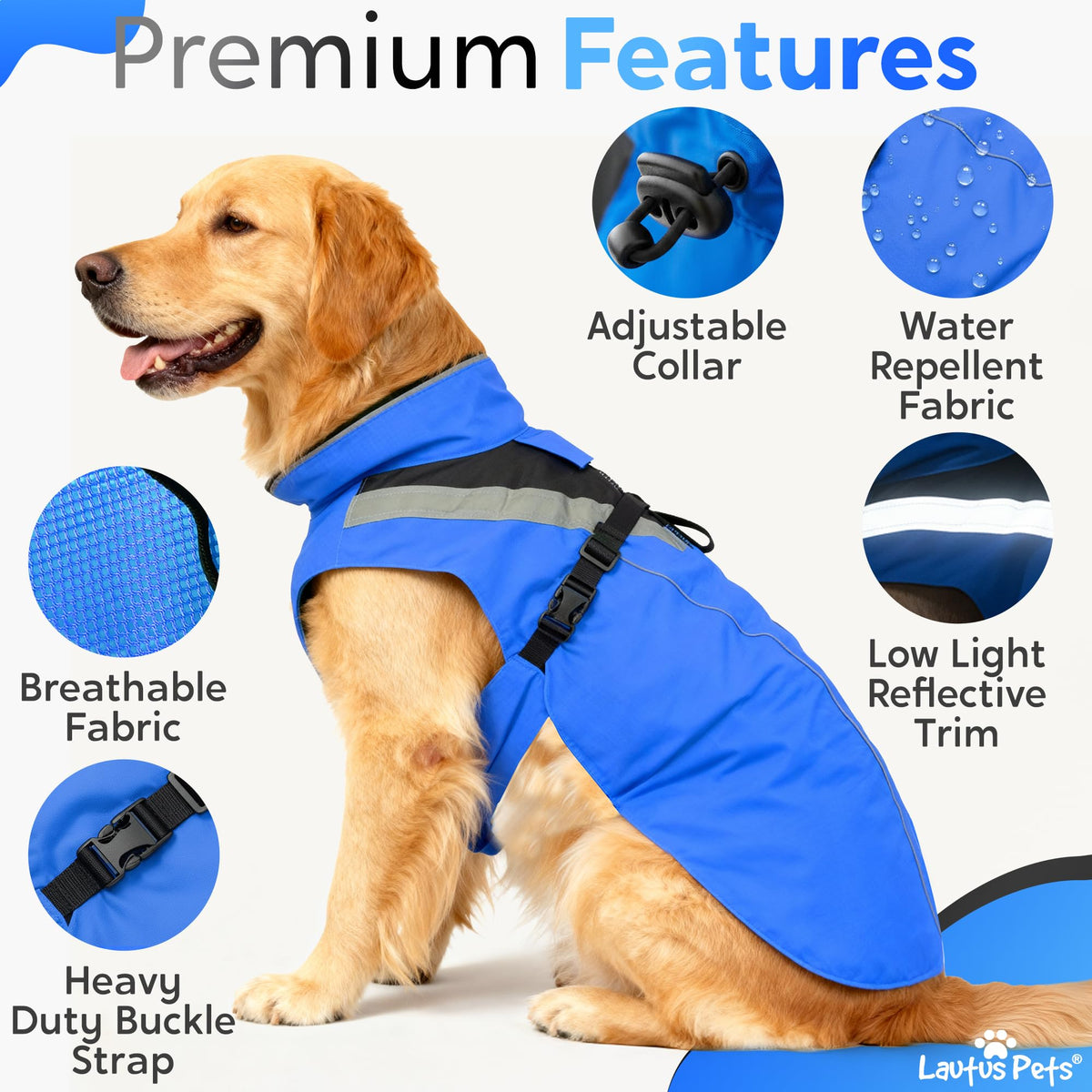 Dog Clothes Dog Raincoat (Blue / Medium)