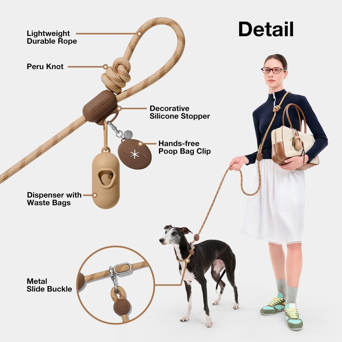Hands Free Dog Leash (Coffee Brown)