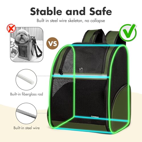 Pet Backpack Carrier (DarkGreen / X-Large)