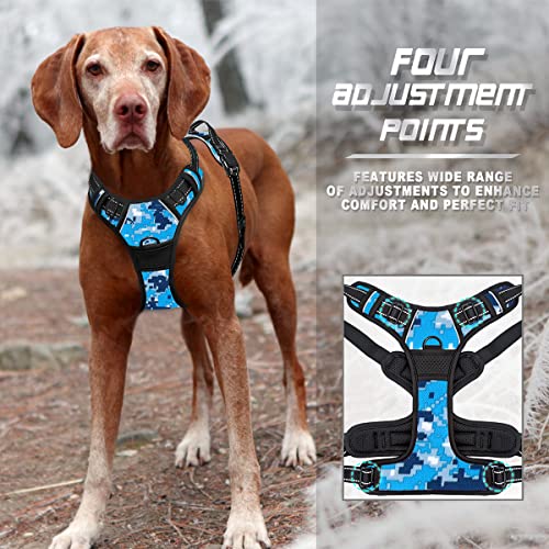 Dog Harness No Pull for Medium Sized Dog Front Back Clips (Medium(Chest:22.5-28") / Blue Camo)