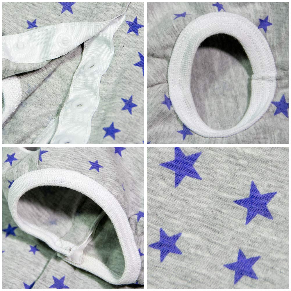 Dog’s Recovery Suit Post Surgery Shirt for Puppy (XX-Small / grey stars)