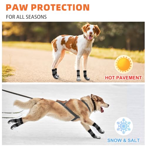 Dog Socks Shoes for Hot Pavement to Prevent Licking Paws (Paw Gray / Large (Paw Width: 3"))