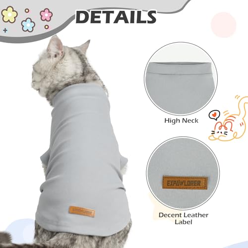 Cat Sweater Warm Fleece Pet Clothes for Cats Only (Grey / Small)