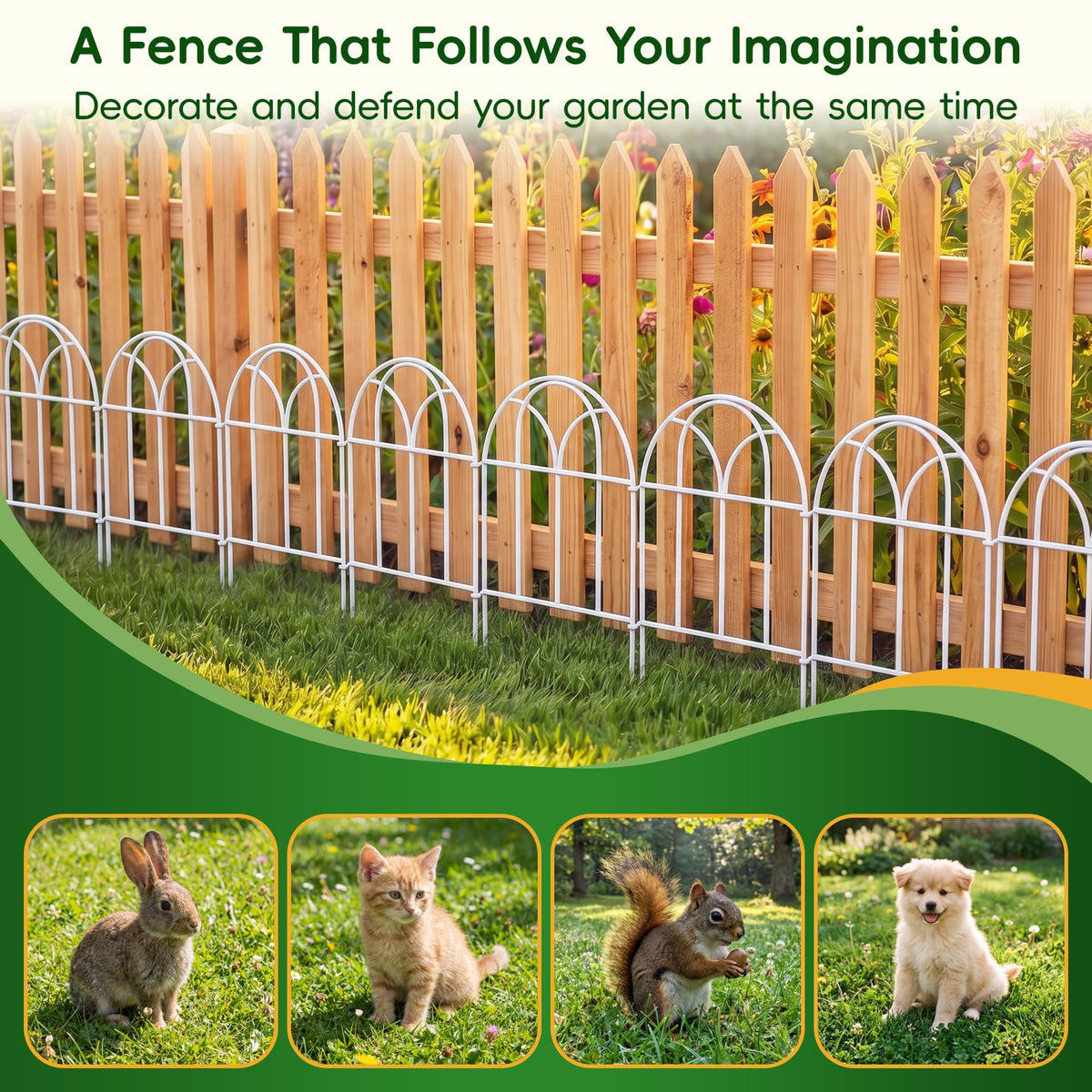 White Garden Fence Panels (White / 28 Panels - 17 in(H) X 30.33 ft(L))