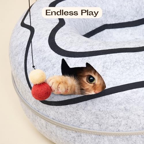 Peekaboo Cat Cave Donut (Light Gray)