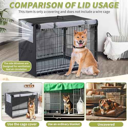 Dog Crate Cover 48 inch 1200D Heavy Duty Built (Black / 48.1"x 30.1" x 33")